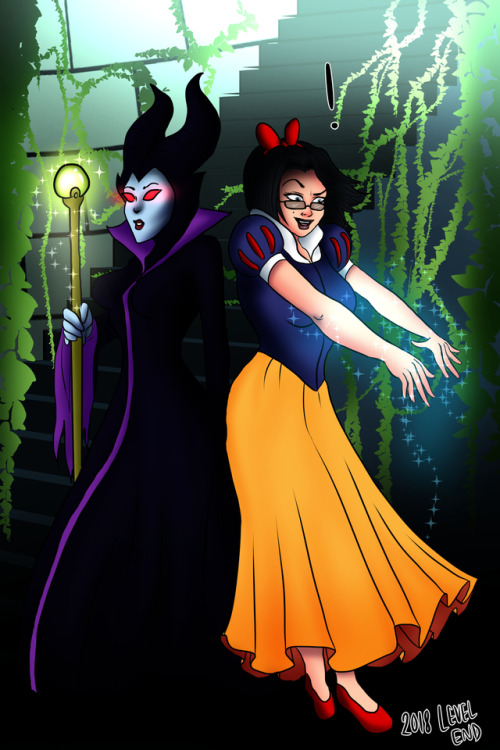 Bayonetta and Madama Butterfly as Snow White and Maleficent