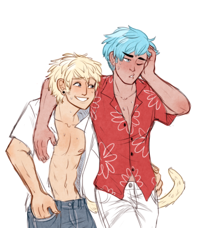 ~hot and sweaty~ monochrome and sea monkey inspired by this fic ♥