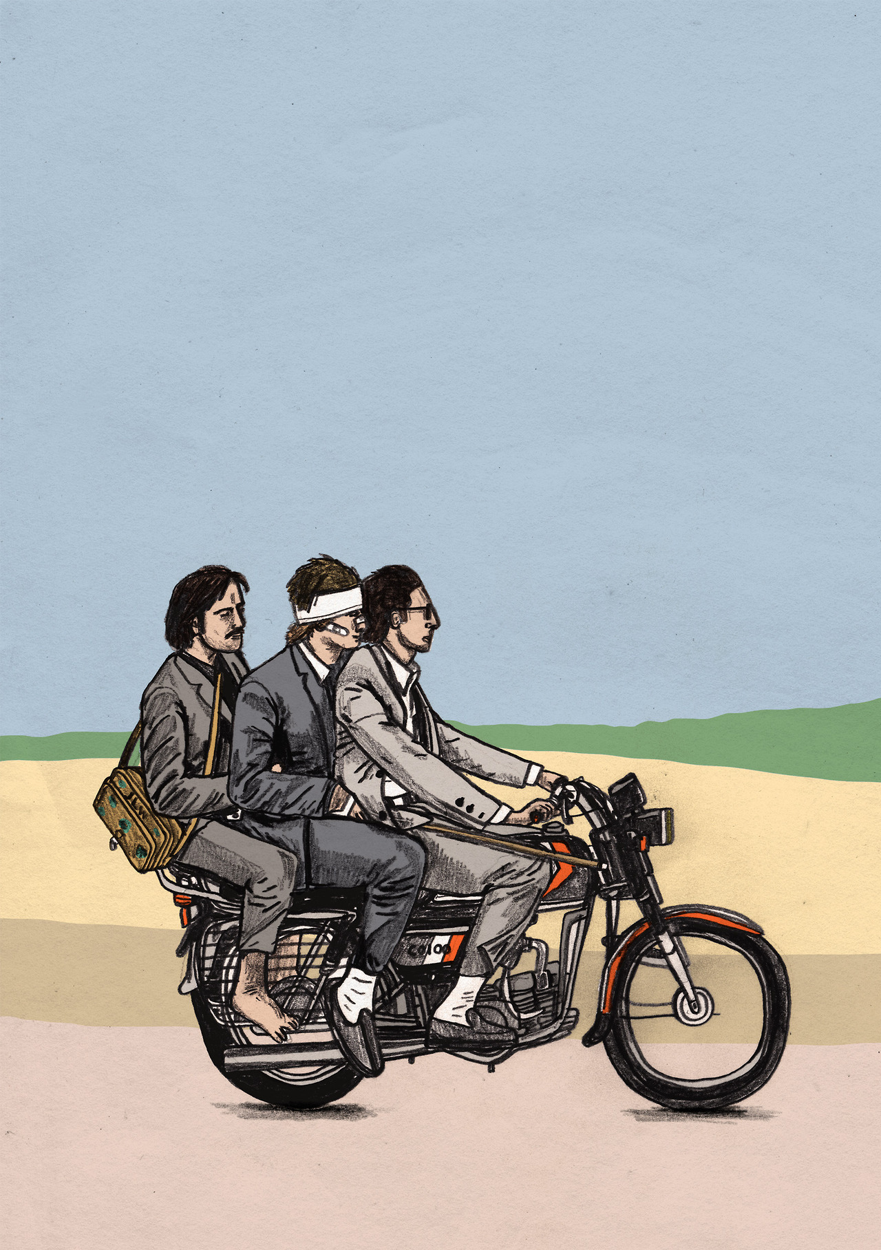 Running after The Darjeeling Limited train painting Art Print for