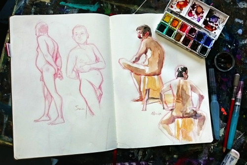 2016Livedrawing sketches ♥ Col-Erase, watercolors