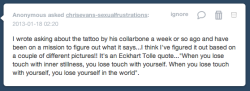 chrisevans-sexualfrustrations:  “When you lose touch with inner stillness, you lose touch with yourself. When you lose touch with yourself, you lose yourself in the world.” —Eckhart Tolle Oh, you beautiful, brilliant anon!  I had a suspicion it