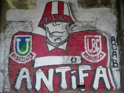 Murals painted by antifascist football hooligan crew LBC, in La Calera, Chile