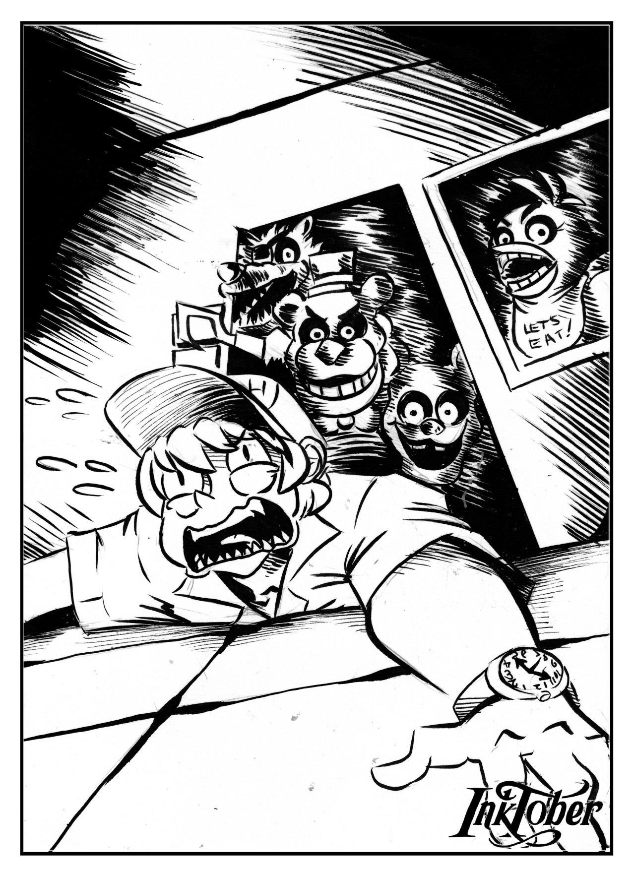 Day 09 Of inktober fest! Mike schimdt getting caught by Freddy&rsquo;s gang&hellip;