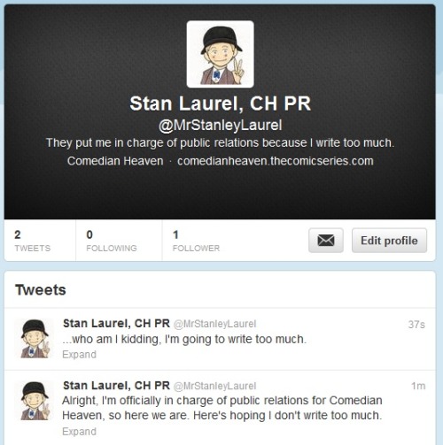 comedianheaven: We decided to start a PR Twitter account, so we put the most prolific correspondence