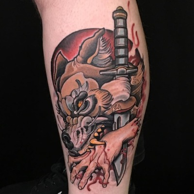 Skull with dagger by Shane Heisler  Tattoos