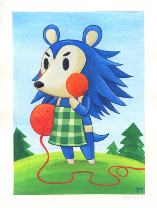 A series of Animal Crossing gouache paintings I did when New Horizons came out! Kyle was a commissio