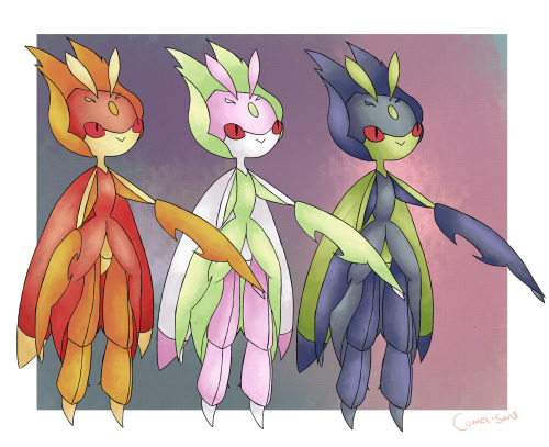 comet-sans: Yooo some Lurantis+Leavanny crossbreeds/variants that im working on for a side project. 