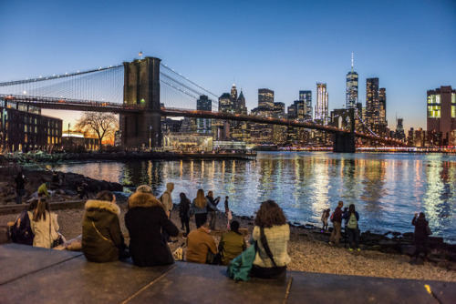 It’s chilly outside but you can still enjoy the sunset in Dumbo, Brooklyn. Photo by Julienne Schaer 
