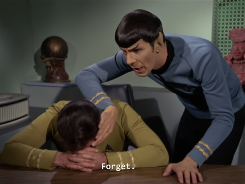 shylocks:there’s romantic music playing as spock mind melds with him. i wonder what this all m