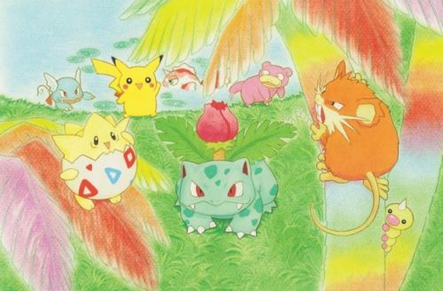 poke-mo-mo:Pokemon southern islands (TCG) post card artwork, 2001