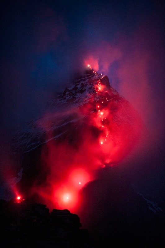 essenceofnxture:  How A Photographer And Team Of Climbers Lit Up The Matterhorn Mountain