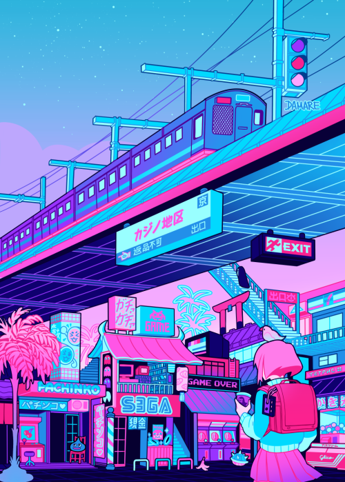 damare-draws:  Casino District - カジノ地区