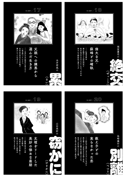 【お仕事】装画と本文扉イラスト20点、描かせていただきました。2021年1月26日発売『炎上案件 明治／大正　ドロドロ文豪史』山口謠司さん著（集英社インターナショナル） デザインはAPRON desi