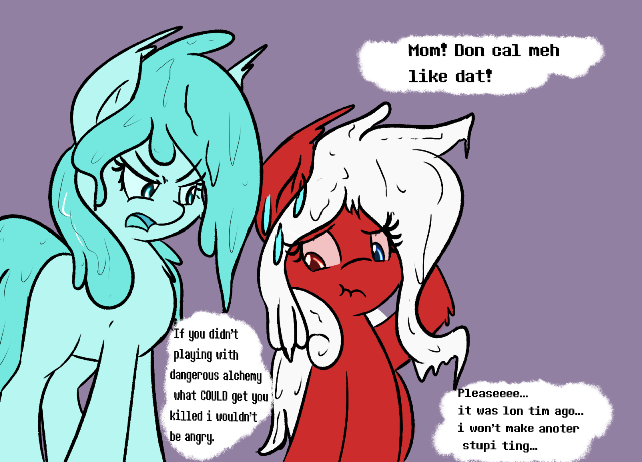 askcherrytheslime:and that how i got theh two coloreh eyes plus my maneh becoe white