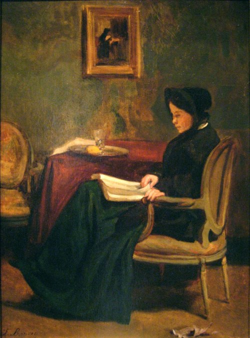 fleurdulys:  Seated Woman Reading -Francois Bonvin 19th century