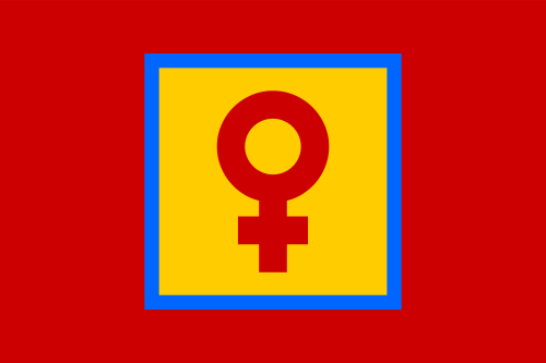 Flag for the &ldquo;Women&rsquo;s Republic of Lesbos&rdquo;, a fictional all-female country I&rsquo;