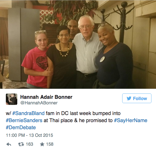 huffingtonpost:  Bernie Sanders Met Sandra Bland’s Mom And Didn’t Tell Anyone