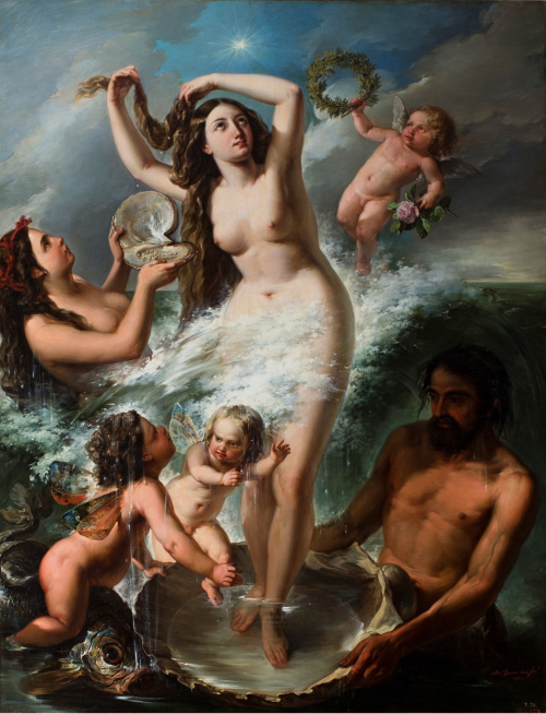 artthatgivesmefeelings:  Antoni Gómez i Cros (Spanish, 1809 - 1863)El nacimiento de Venus, 1860Museo Del Prado