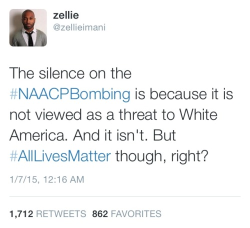 black-culture:But #AllLivesMatter though, right? - @zellieimani