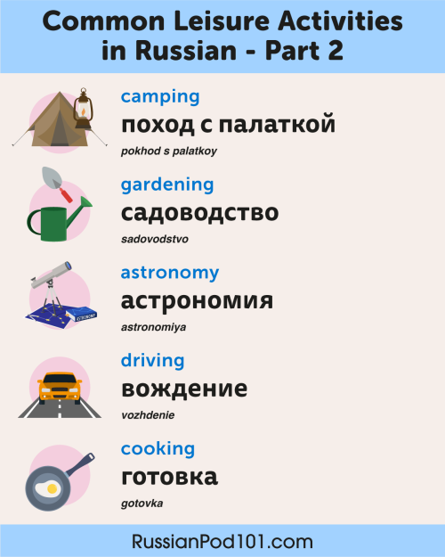 Common #Leisure Activities in #Russian - Part 2 PS: Sign up here to learn more about grammar, cultur
