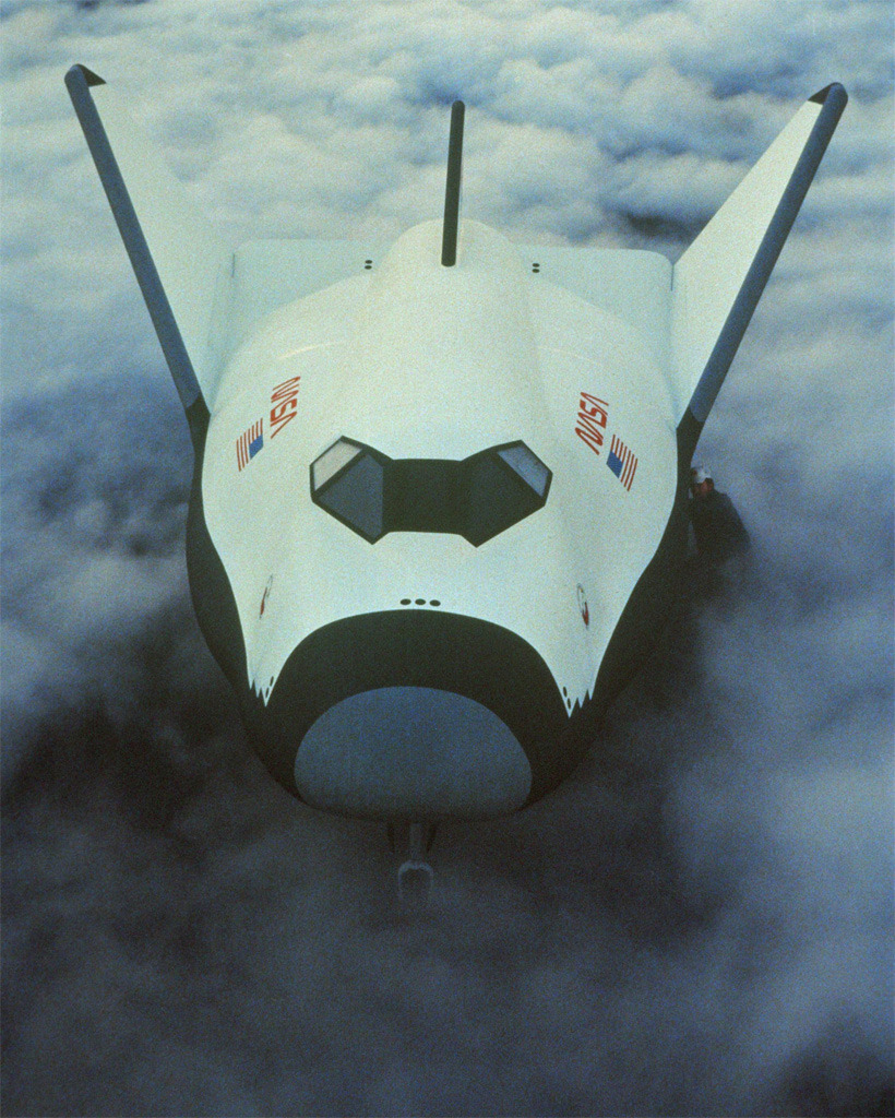 humanoidhistory:  The HL-20 spaceplane mock-up in front of a hangar at NASA Langley,