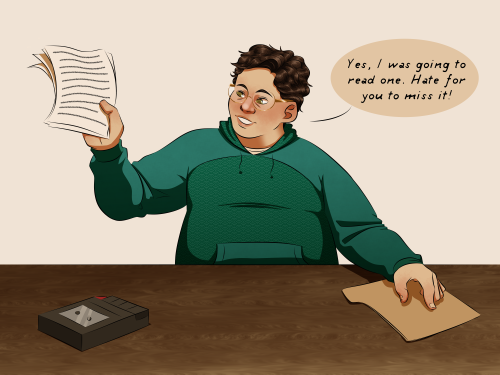 chekov-and-hobbes:Every time Martin talks to the tape recorder like it’s a person I fall in love wit