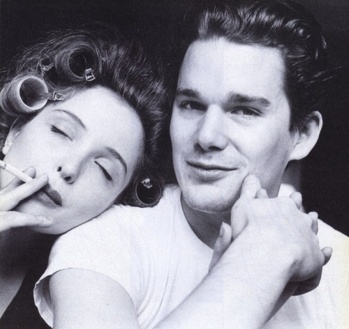 voguefashion: Julie Delpy & Ethan Hawke photographed for Interview Magazine, February 1995. 