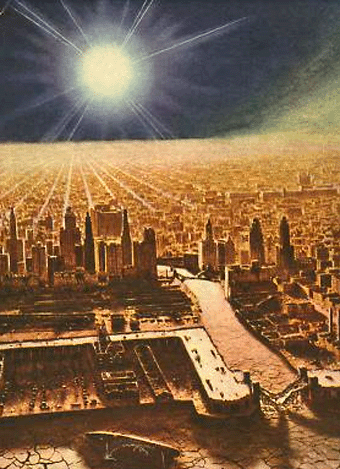 “Here the disastrous effect on just one city–Chicago, Illinois–of the sun’s expans