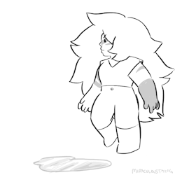 a gif of jasper trying not to touch a puddle