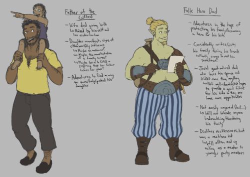Some rough concepts of a paladin dad character archetype I wanna work with. I’m leaning to the one o