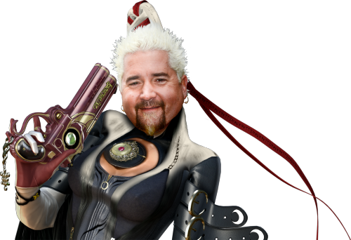 Guy Fieri as Baoynetta from the video game series of the same name. This vixen is able to control a 