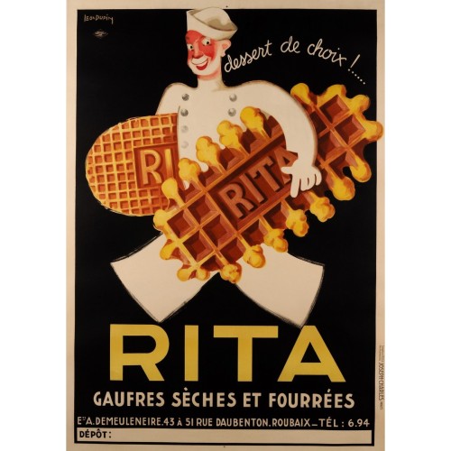 modernizor: Vintage Belgian Poster for “Rita” Waffle Biscuit by Leon Dupin 1933 via scor