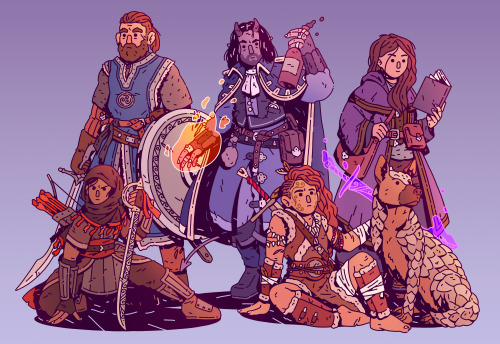 The Explorers of Efera. From left to right we have Saela the Human Rogue, Varnast the Human Cleric, 