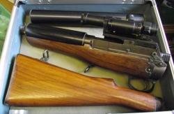 gunrunnerhell:  De Lisle…sorta An interesting take n the De Lisle carbine, which was an integrally suppressed .45 ACP carbine using an Enfield as the platform. This one however opts for a removable can and a cut-down 1911 magazine hidden inside of the