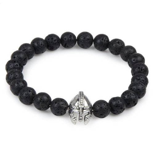 gentclothes:Black Bead Bracelet with Gladiator Charm – Use code…