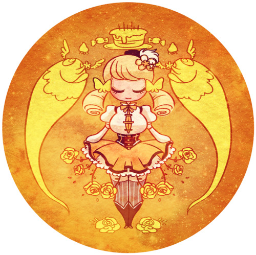 rose madoka buttons now available on my storenvy! i sketched these forever but only recently complet