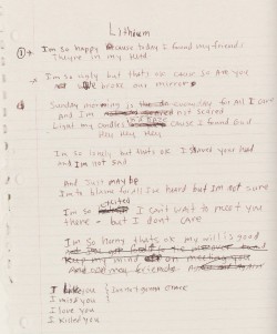 wardsix:  Lyrics to Nirvana’s “Lithium”, written by Kurt Cobain.  
