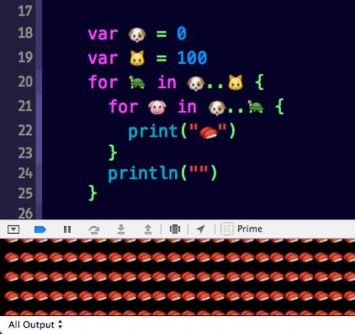 yuria1224:  処理系がUnicodeの識別子対応で開発環境が絵文字の表示と入力に対応しているなら、当然、識別子に絵文字を使っても問題なく動くのね。 (via Twitter / bakuch