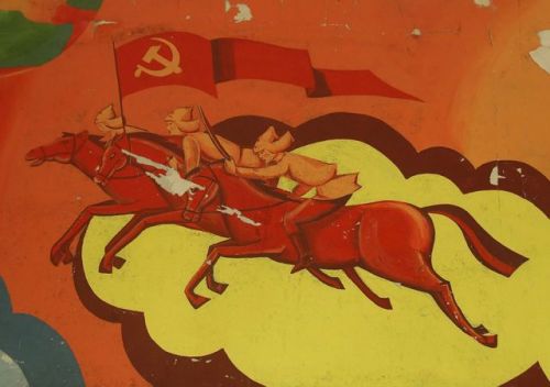 A mural in the officers&rsquo; building of the former Soviet military base at Wünsdorf (East Germany