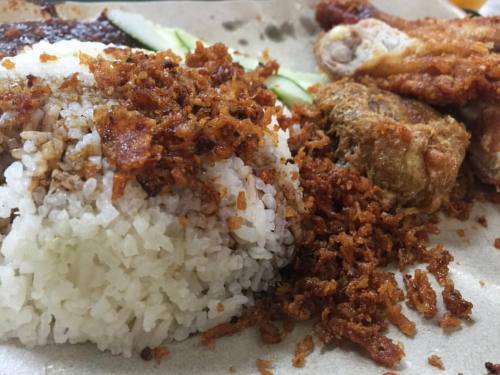 The best Malay fried chicken rice this side of town. Juicy and steaming, fresh out of the deep-fryin