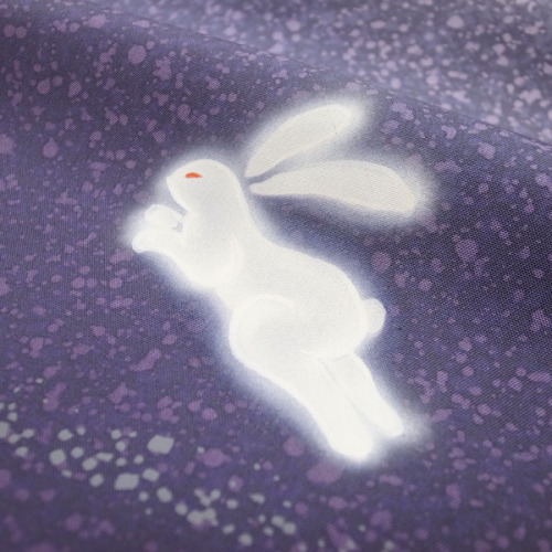 Moon rabbit modern houmongi. I love the arare (”hail”, speckled background) which somehow reminds me