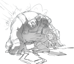 dashiana:  dashiana:  I was playing Mercy in a random Quick Match yesterday and encountered a very gentlemanly Roadhog! So I sketched a thing. :&gt;   A little continuation doodle. 