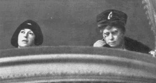 Princess Mary and Queen Mary at the Aldwych Theatre, 1930