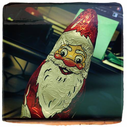 pepalfreyman:This chocolate Santa is an apt metaphor for my life at the moment:Shiny and cheerful on