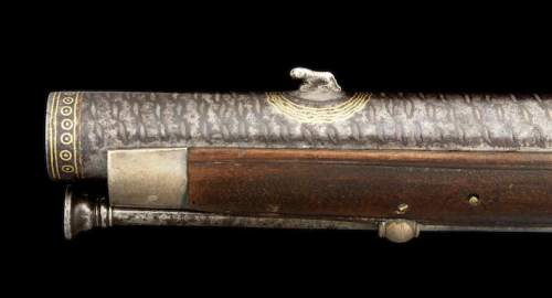A MAGNIFICENT TWO SHOT SUPERIMPOSED-LOAD SILVER-MOUNTED FLINTLOCK SPORTING GUN FROM THE PERSONAL ARM