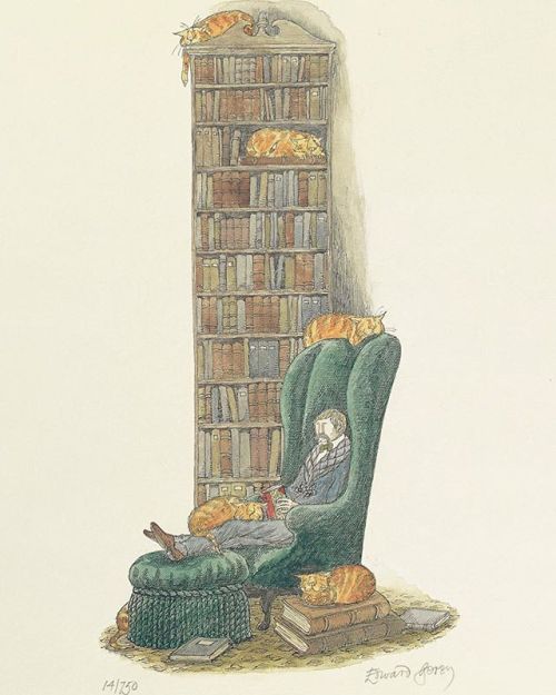 swanngalleries:Psst… late-night bibliomaniacs: the Shelf Sale is on Thursday.Edward Gorey, Bibliop