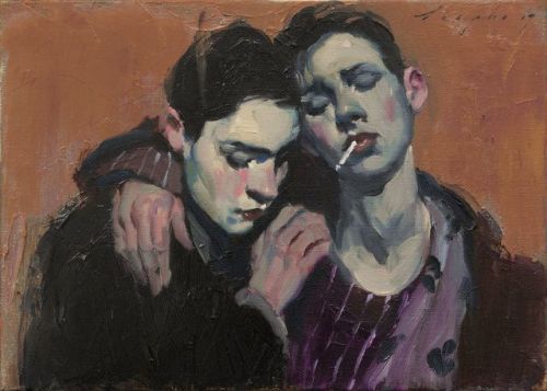 virginiasummer: Two Friends (2016) oil on canvas 9x12 inches / Two Friends (2017) oil on canvas