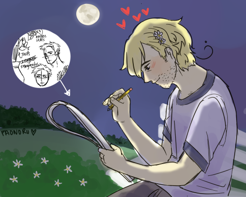 Flowershop au headcanon: Nor stays late @ night in local park to design his new bouquets, recently h
