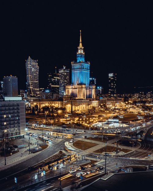 Warsaw, Poland in Ukrainian colors