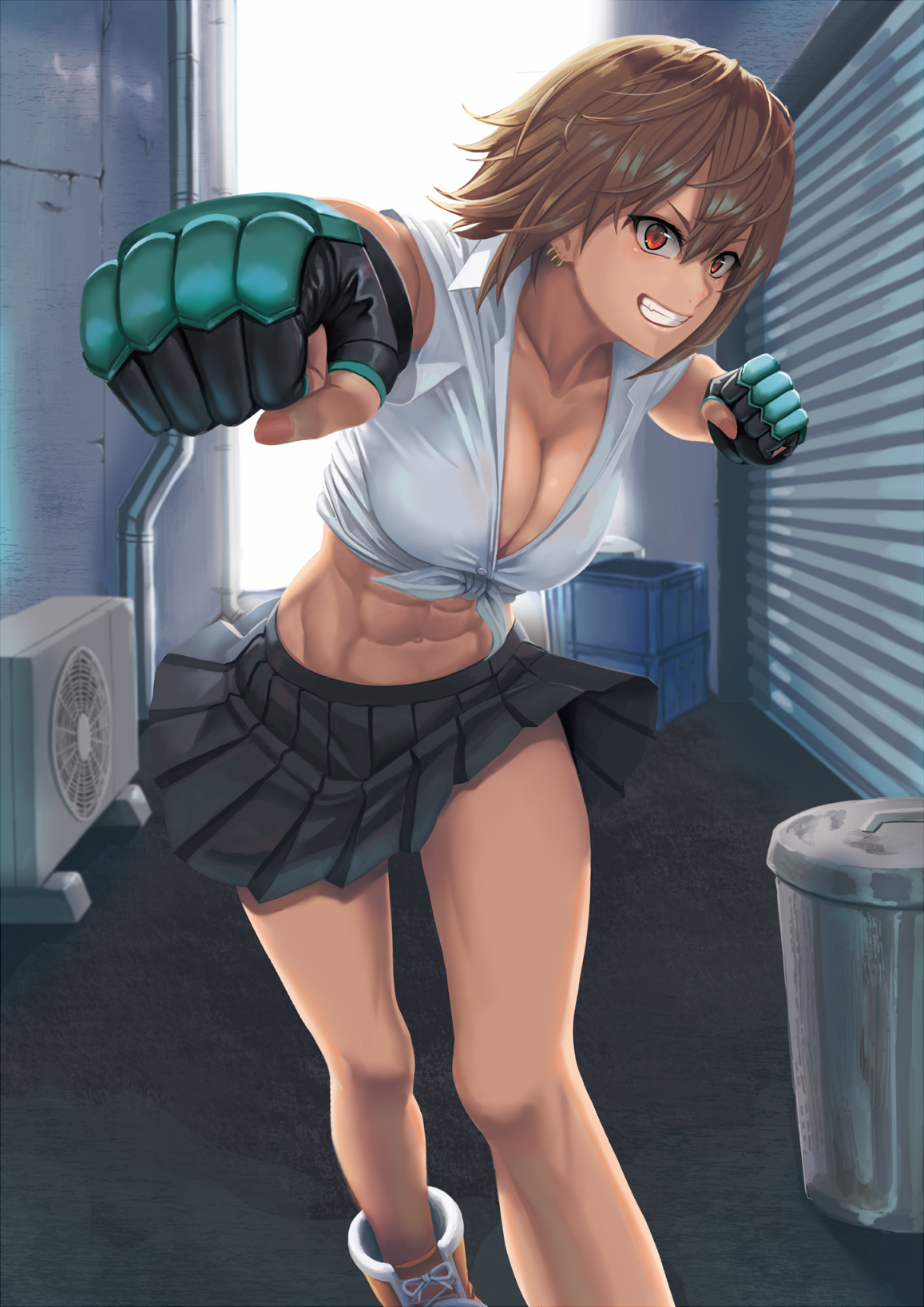 rarts:  Red-eyed girl fighter: Original anime character [drawing by Ranma (kamenrideroz)]